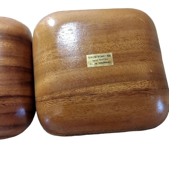 GENUINE Vintage Monkey Pod Bowls Set of 2 - Picture 3 of 6